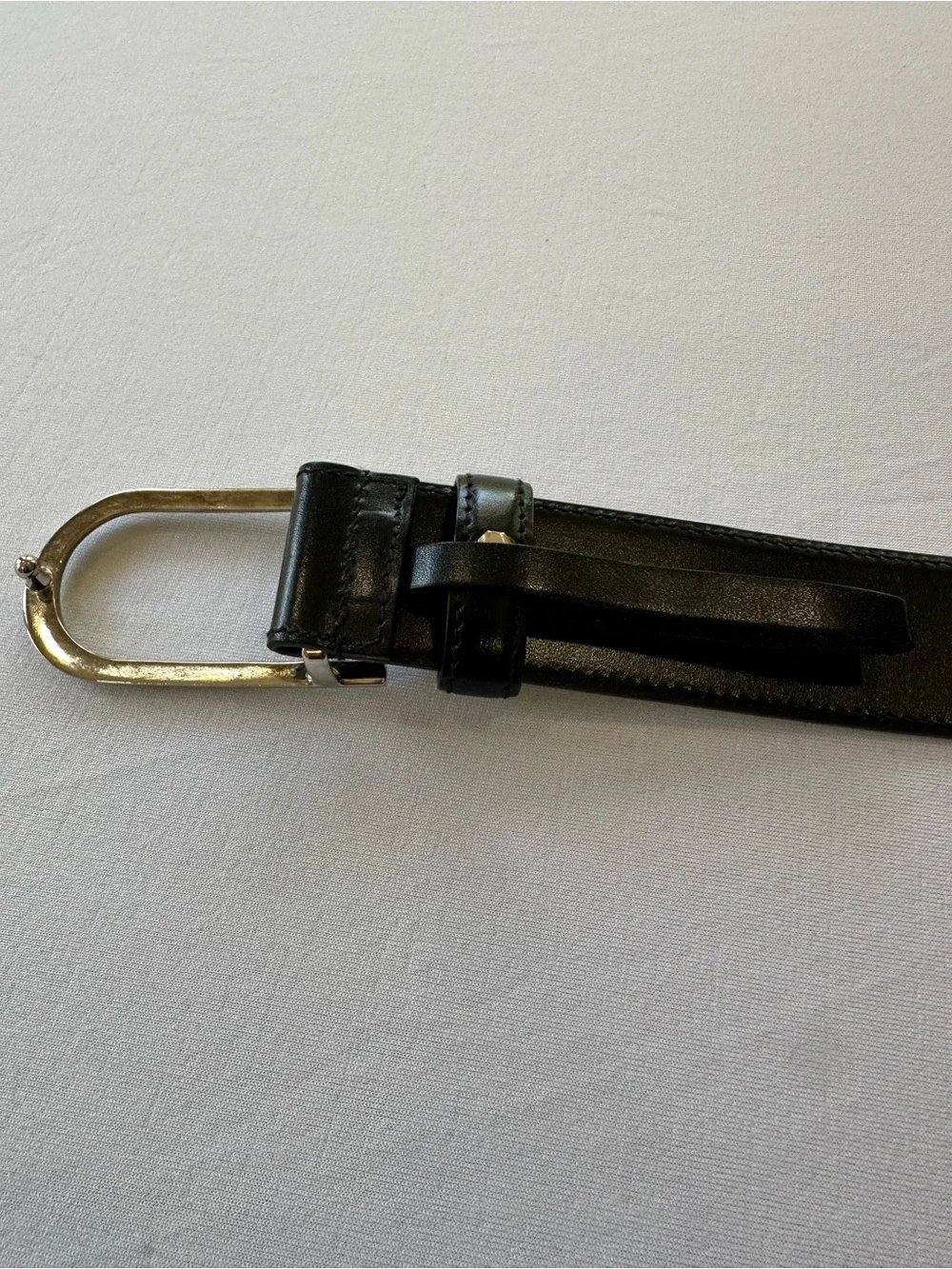Vintage Gucci Black Leather Calfskin Belt Signature Silver G Logo Sz M like New